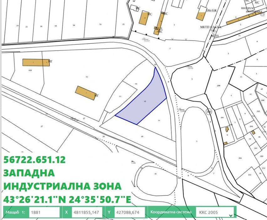 ПАРЦЕЛ град Плевен 3500 кв.м, Индустриална зона, Главен път София-Русе
