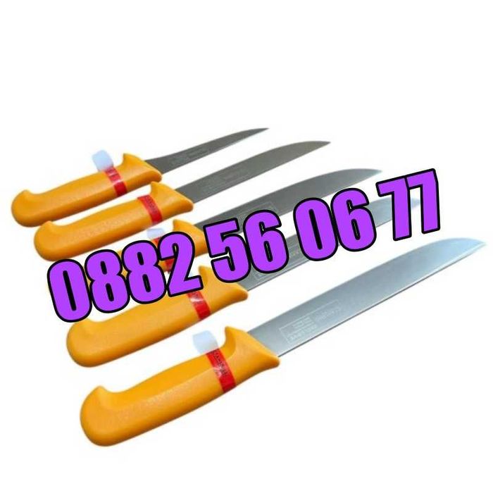 Комплект от професионални месарски ножове 5 части + брус за заточване