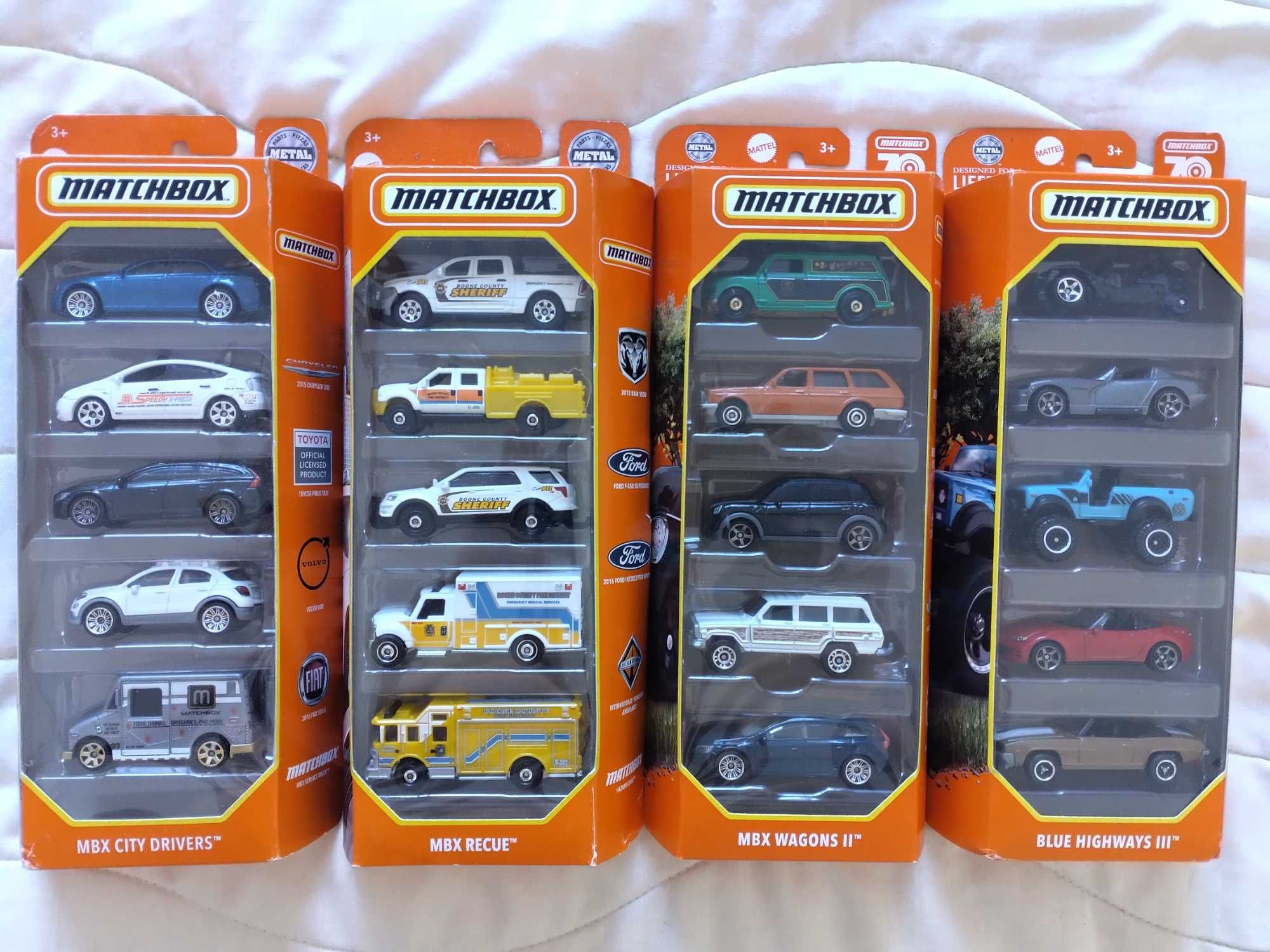 Matchbox 5 pack метални колички от 2016, 2017, 2020 и 2023 г.