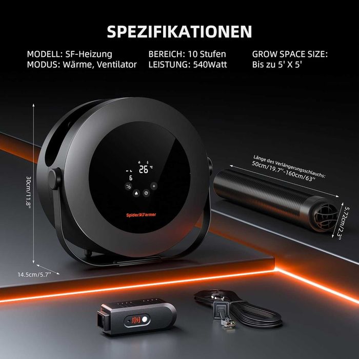 Aeroterma Spider Farmer 540W, Contr intelignt temp, REDUS de la 600RON