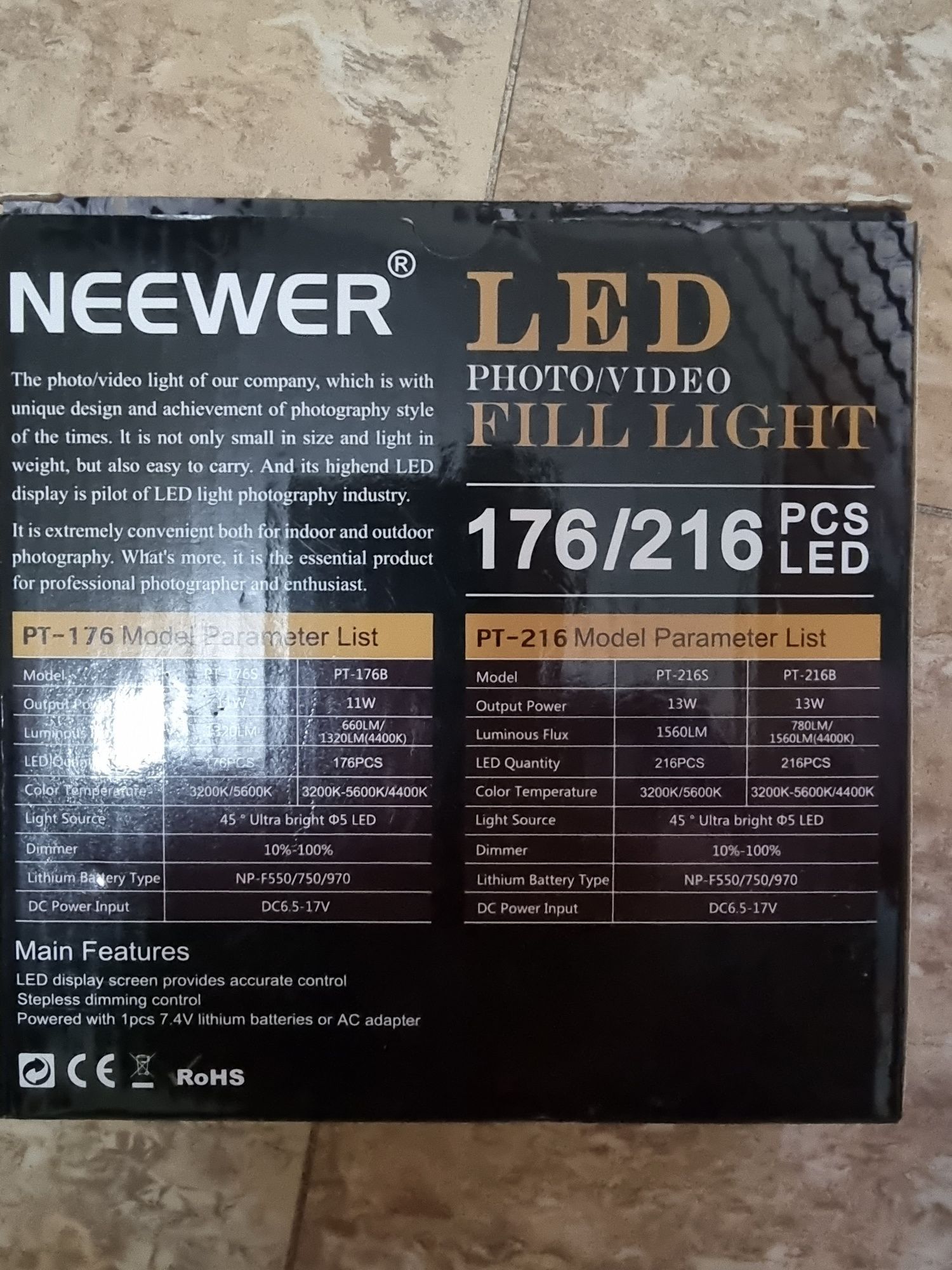 Neewer led fill light 176/216 (nou)