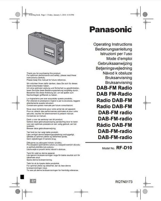 Vand Radio Panasonic RF D10 DAB/FM (Matshushita Electronic Japan )