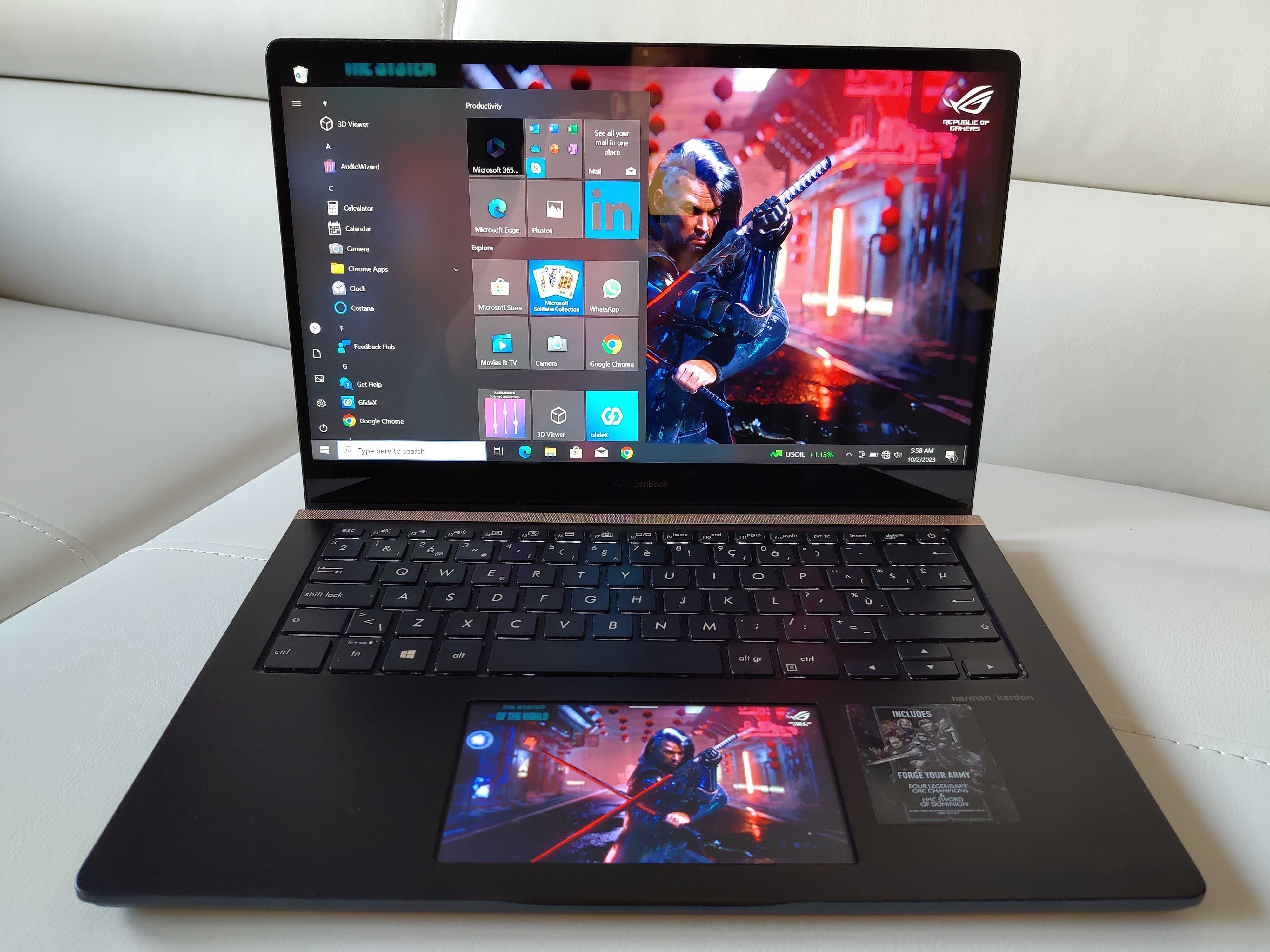 laptop Asus zenbook pro ,i7-,SSD 512 gb, Dual display oled, ram 16 gb