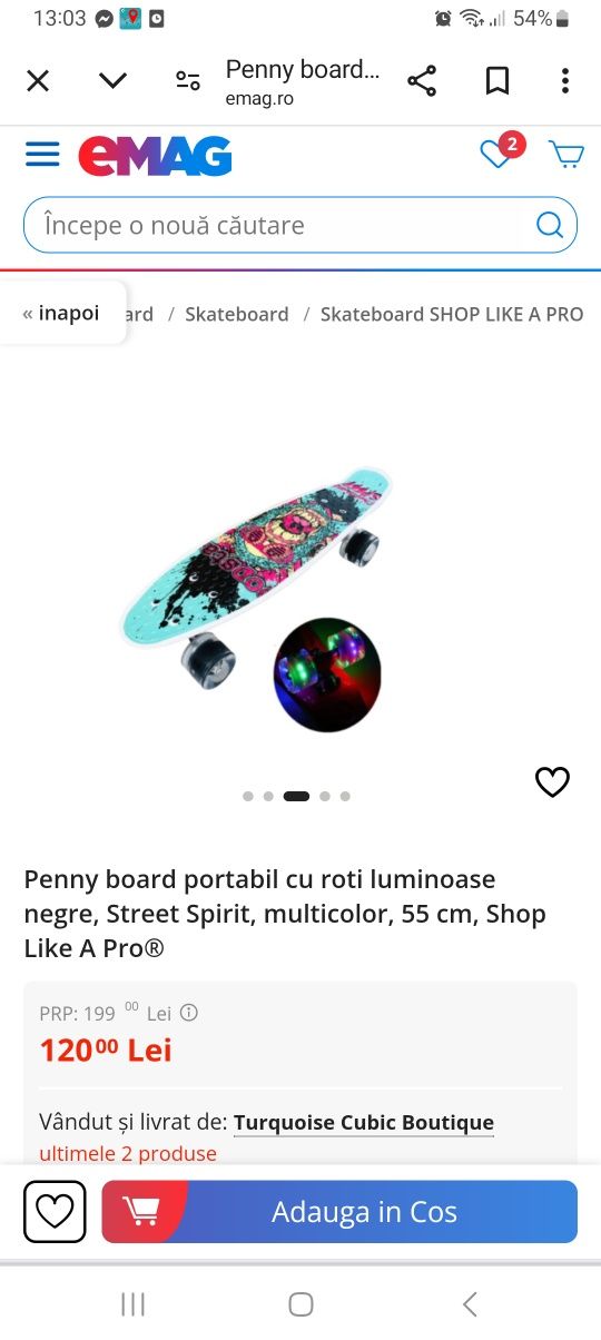 Skateboard cu lumini și roti de silicon