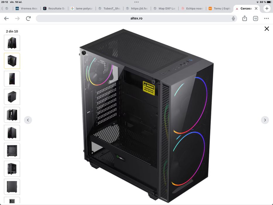 Carcasă Gamemax + sursă Aqiris 750w+răcire Aqiris 240 Aio