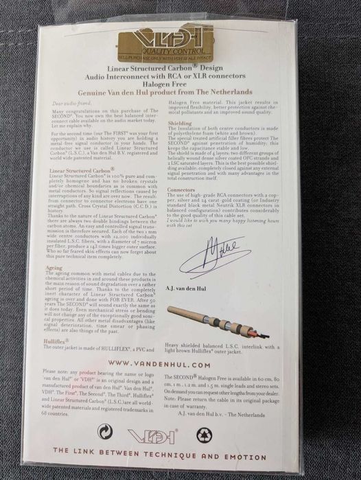 Pereche cabluri Van Den Hul The Second XLR
