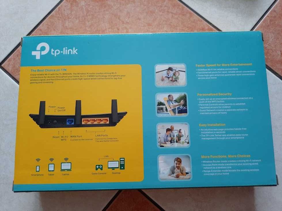 Vand router wireless TP-LINK TL-WR940N, 450 mbps, negru, 3 antene.