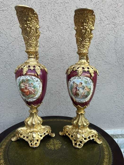 Superbe carafe-portelan pictat-scene galante-bronz d ore-Spania