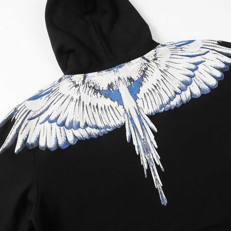 Hanorac Marcelo Burlon County of Milan White and Blue Wings Hoodie