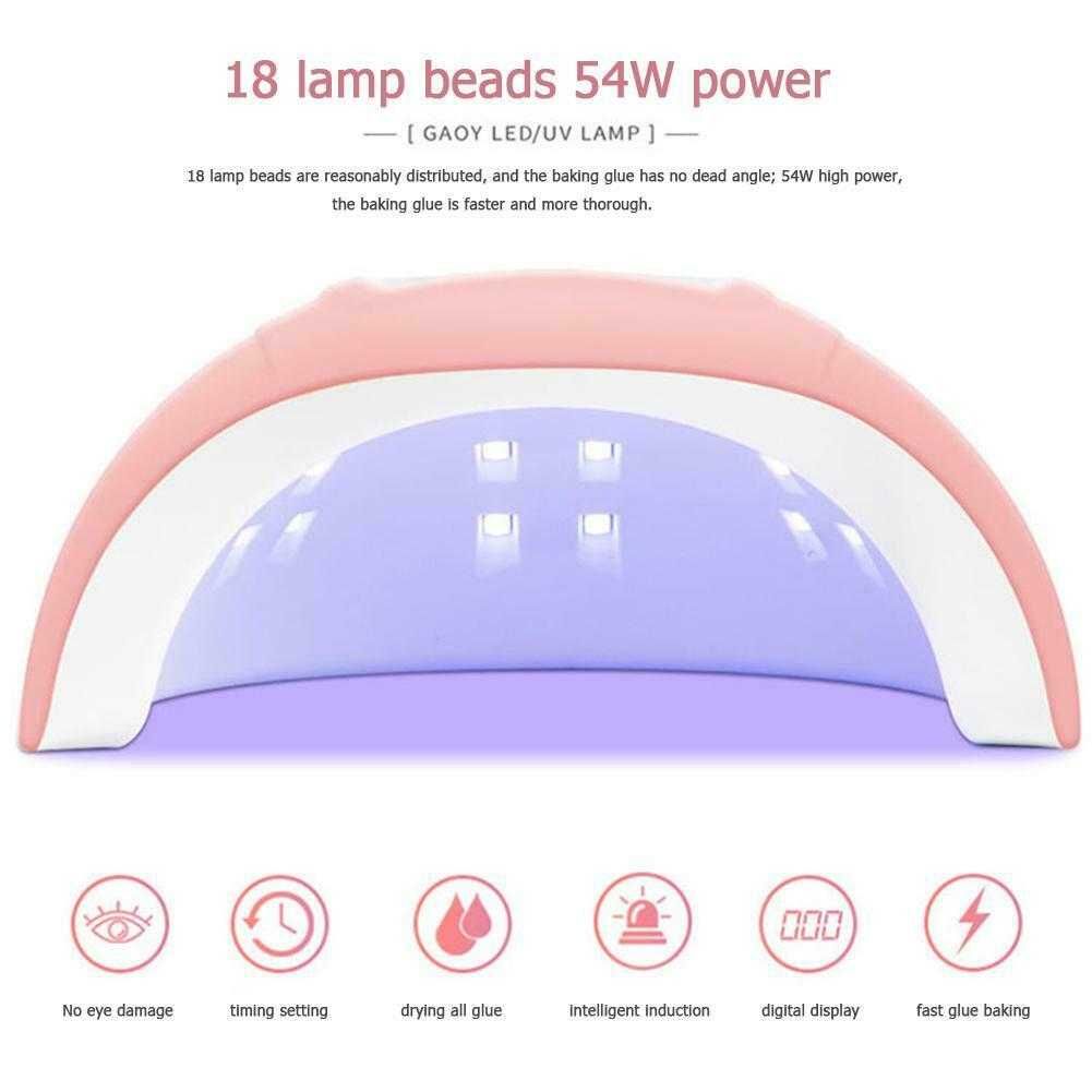 54W Мощна, комбинирана UV/LED лампа, печка за маникюр, педикюр, нокти
