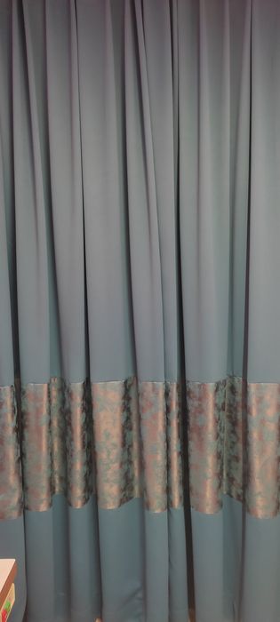 Завеси от качествен блекаут цвят туркоаз декориран с жакард