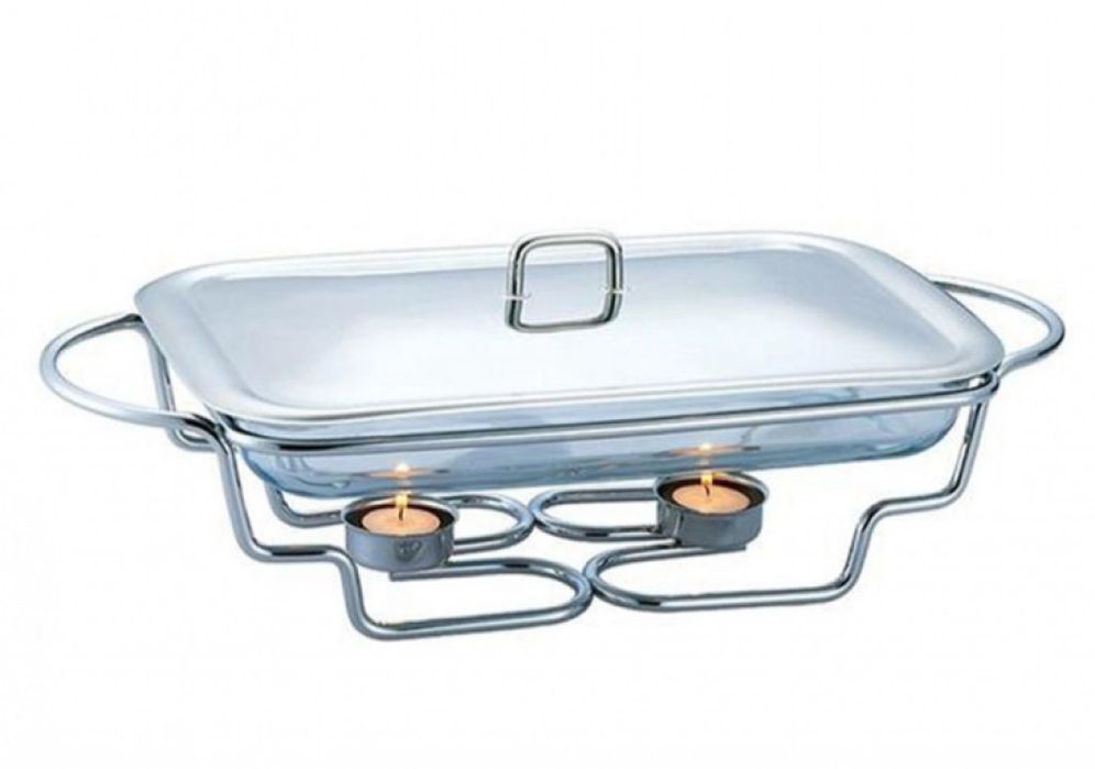 Съд за затопляне Bohmann, 3л. правоъгълен, 2свещи, Стоманен капак, Стъ
