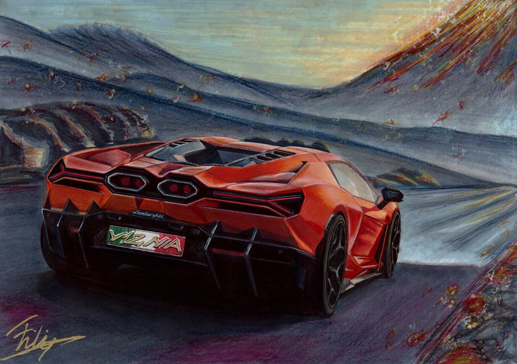Desen/Tablou Lamborghini Revuelto, Dimensiune A3