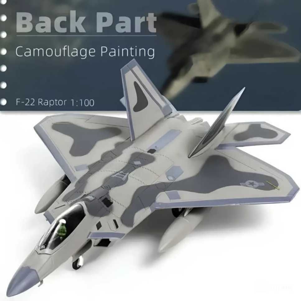 Macheta avion metalica Lockheed Martin F-22 Raptor 1:100 18cm