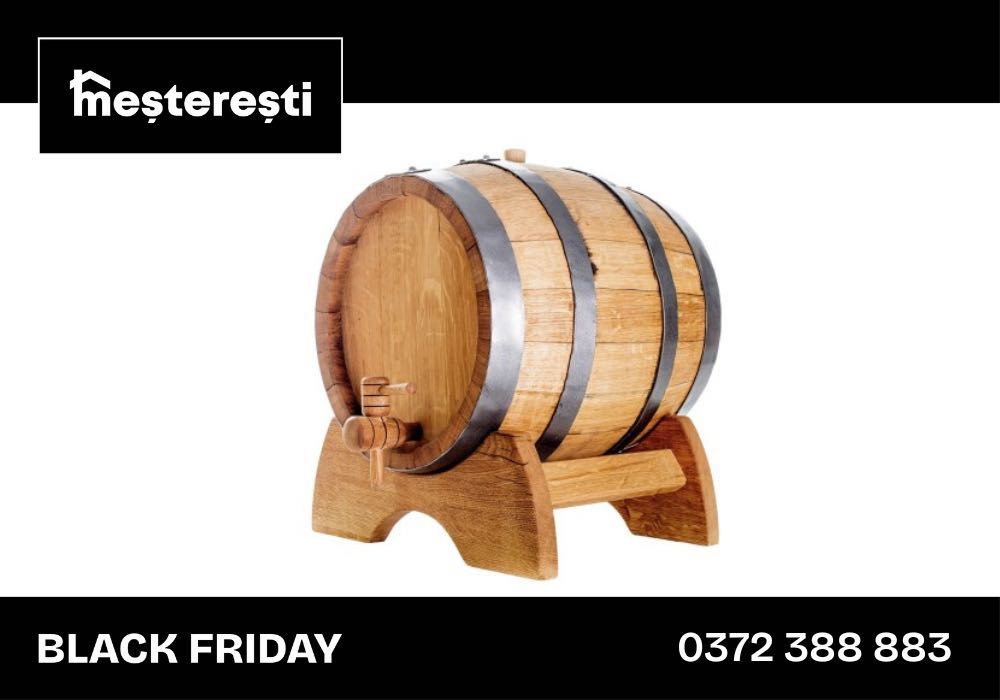 Butoi lemn masiv stejar pentru țuică 20 L - Black Friday