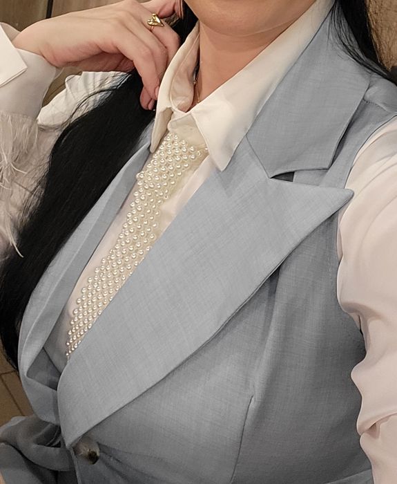 Costum albastru cu pantaloni, dama