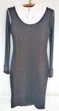 Платье черного цвета стрейч с вставками (сетка), размер М