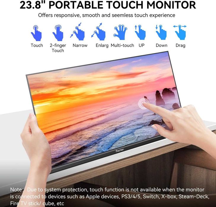 Monitor Portabil Touchscreen de 23.8'' 1080P