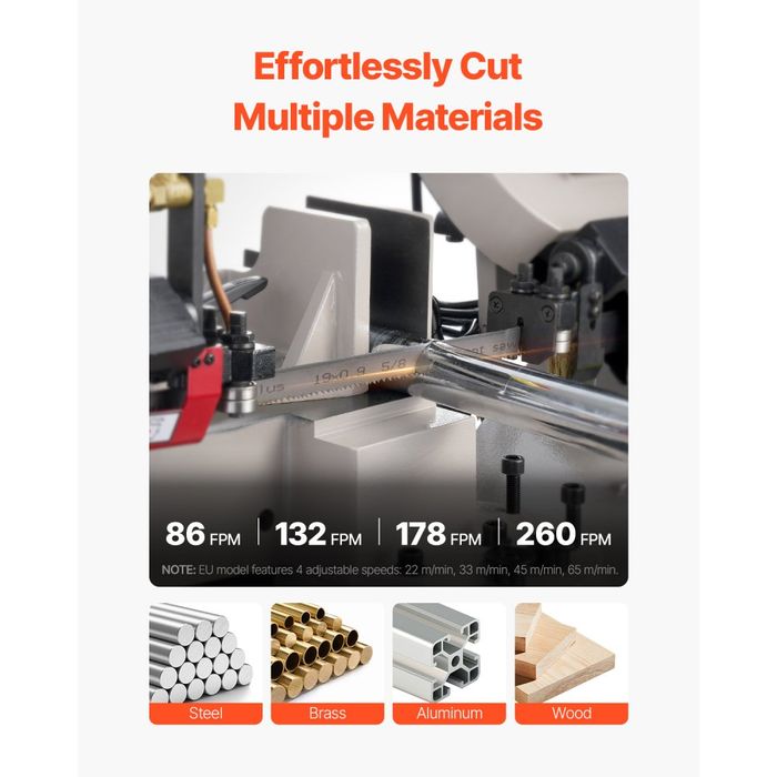 Fierăstrău Banda Metal 1.1KW, Tăiere 177.8x209.55mm, 4 Viteze, 220V