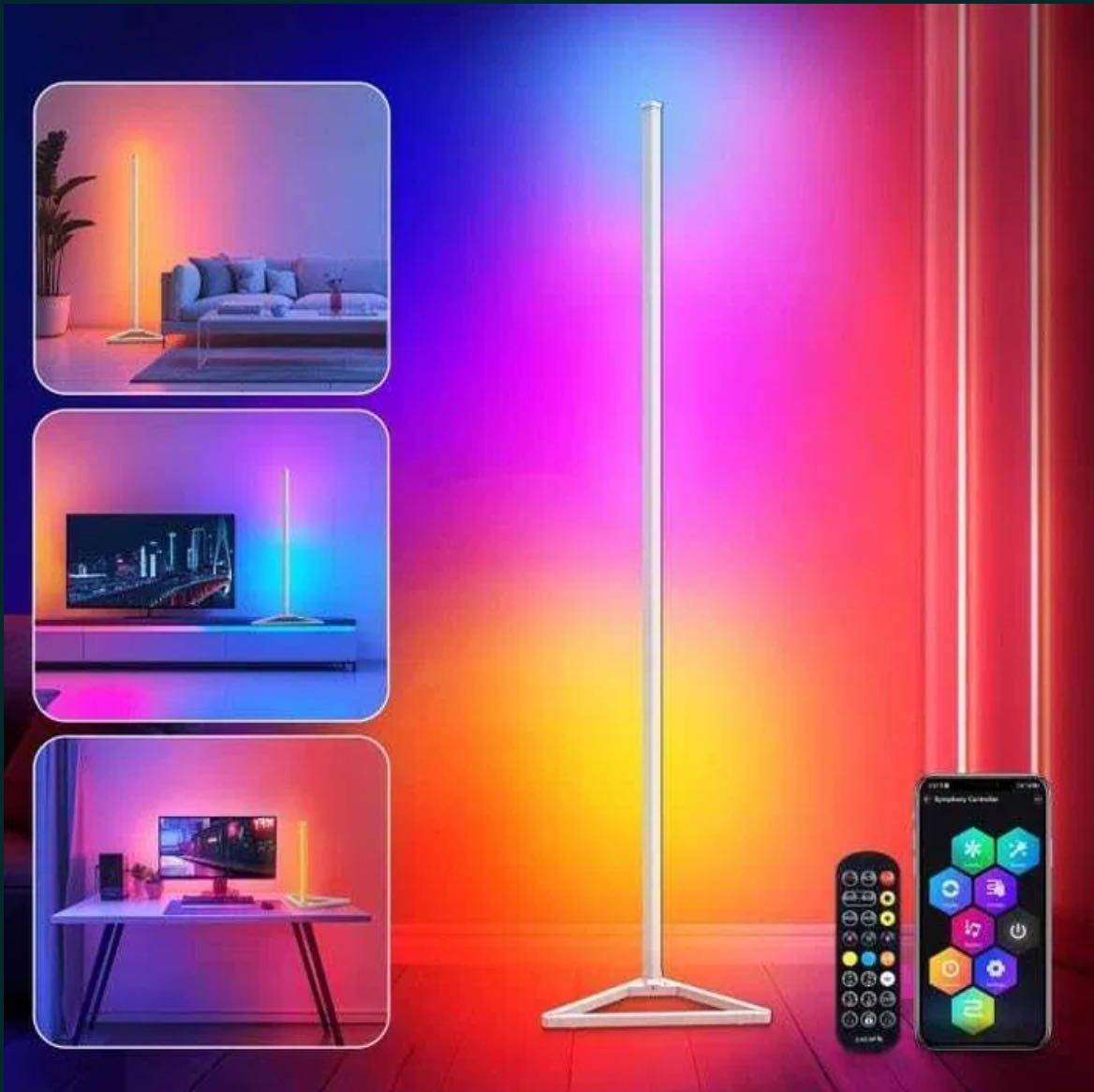 LED RGB Стояща Лампа с Дистанционно и Регулируема Височина Gaming