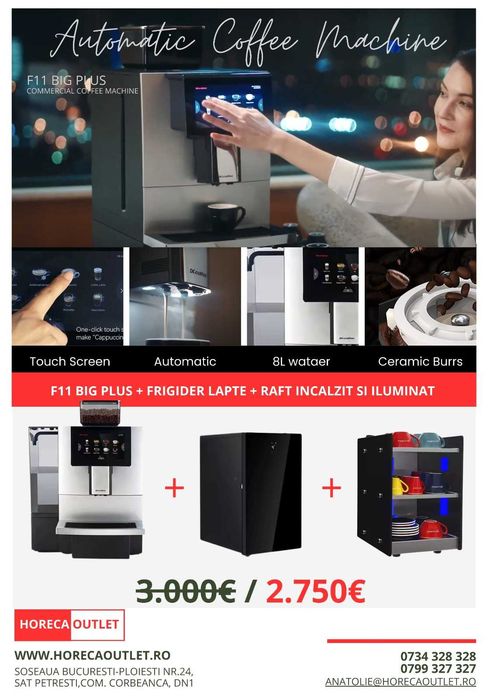 Espressor profesional + frigider pentru lapte + incalzitor farfurii!