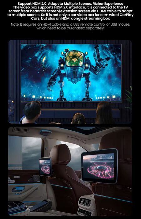 Android TV Box Wired CarPlay Streaming Youtube Netflix IPTV HDMI out