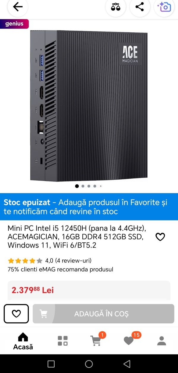 Mini pc ACEMAGIC i5 GEN 12450H