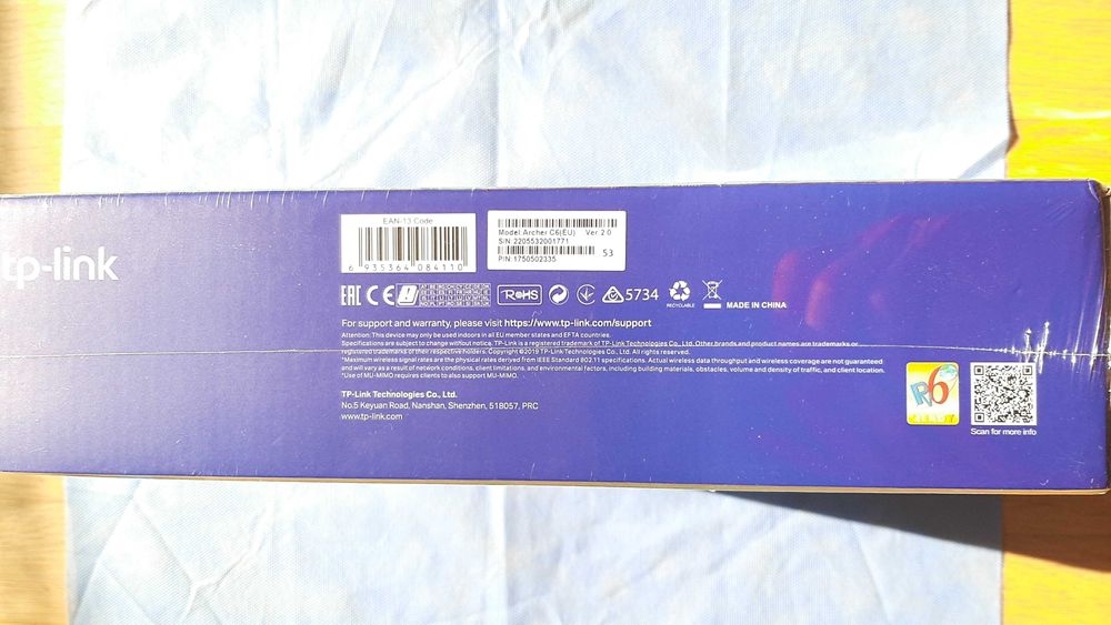 Router Wi-Fi Archer C6, TP-Link AC1200, nou, sigilat, 5 antene, negru