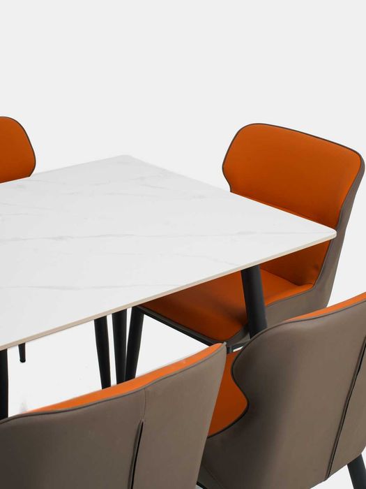 Комплект стол и стулья из натурального мрамора, современный дизайн