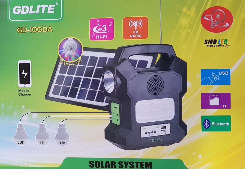 Panou solar fotovoltaic 4 becuri incarcare telefon BLUETOOTH radio