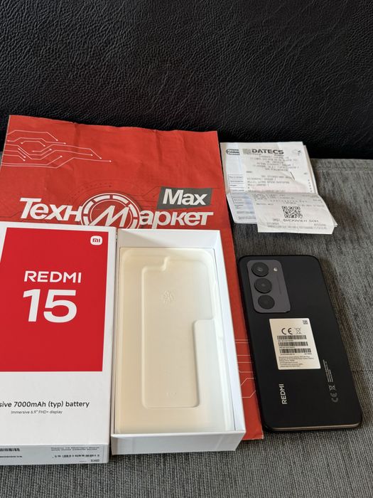 КАТО НОВ 256GB Xiaomi Redmi 15 Техномаркет Гаранция 2027г Black