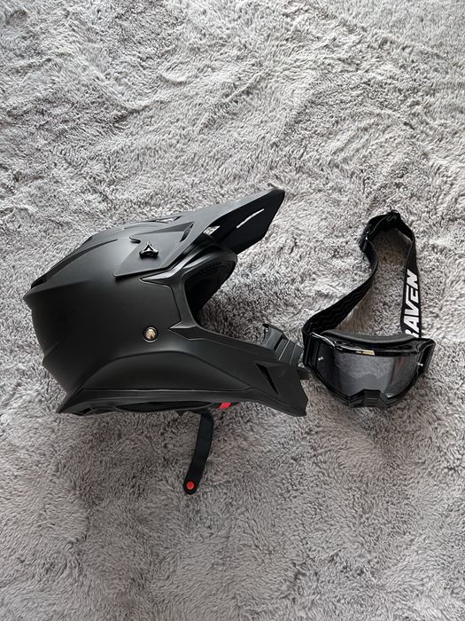 Vand casca motocross Raven + ochelari