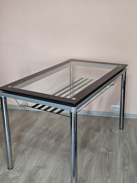 Masă din sticlă cu două blaturi – 120x70x75 cm