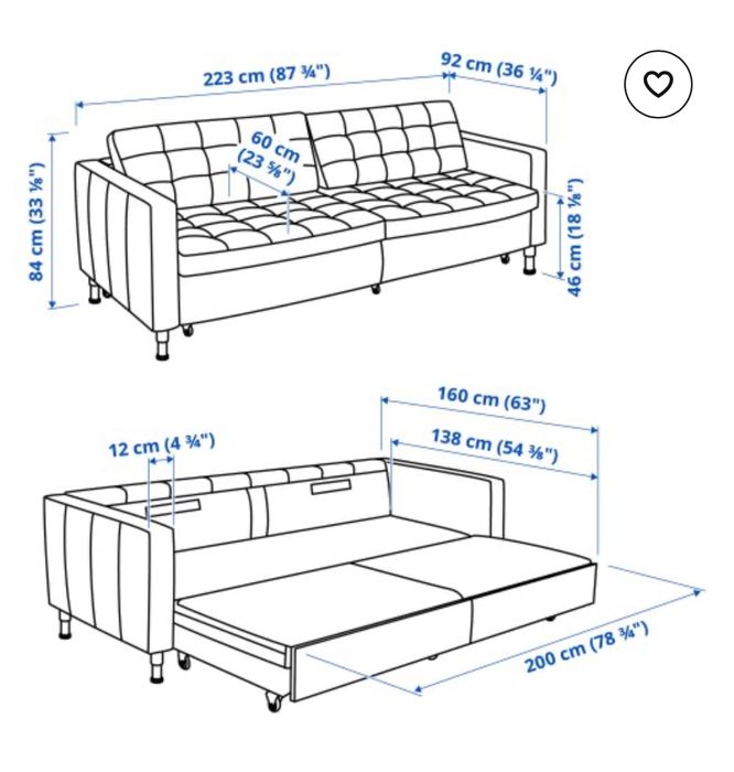 LANDSKRONA 3-местен разтегателен диван