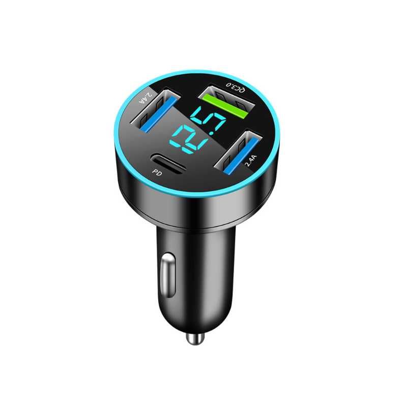 INCARCATOR AUTO cu voltmetru USB type C PD fast QUICK CHARGE bricheta