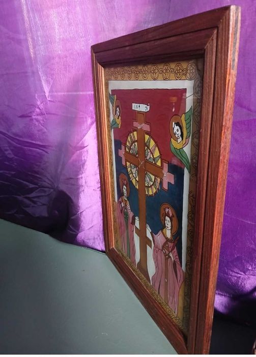 Icoana pe sticla Sfintii Constantin si Elena