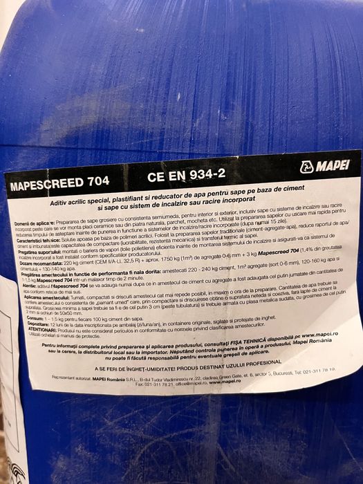 Aditiv plastifiant sape, Mapei Mapescreed 704, aprox 8 kg