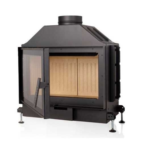 Focar de semineu pe lemne cu o singura fata vitrata FLAT 80 Open Side