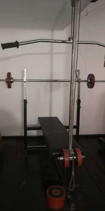 Halteră cu bancă, pentru dezvoltare musculară și antrenamente de forță