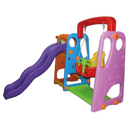 Loc de joaca 3 in 1, tobogan, leagan, cos baschet Kota Baby pentru int