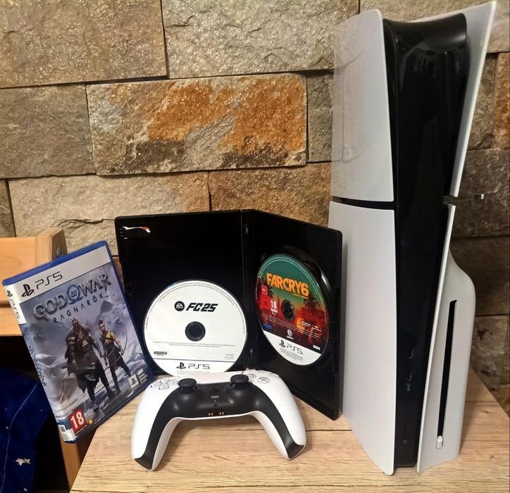 Ps5 / PlayStation 5 Slim 1 TB HDD cu peste 20 jocuri + 3 jocuri pe CD