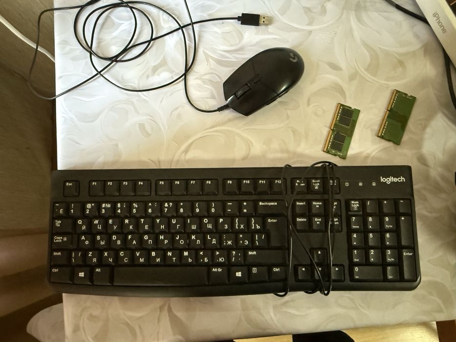 Клавиатура Logitech K120, мышь игровая logitech G102, ОЗУ Samsung 16 g