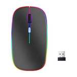Mouse Bluetooth Fara Fir cu Iluminare RGB si Comutare Dual. Negru Mat