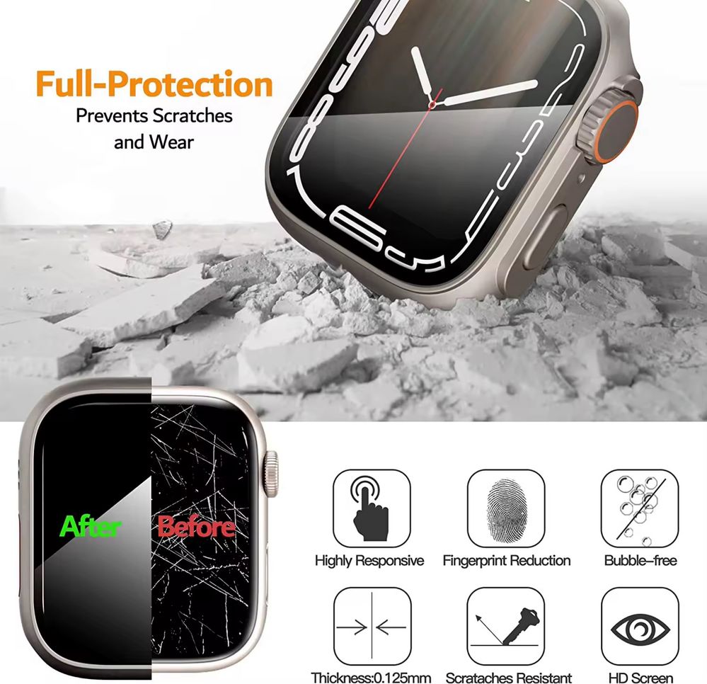 Протектор + Кейс за Apple Watch/iWatch 5, 6, 7, 8 SE към Ultra 44,45мм