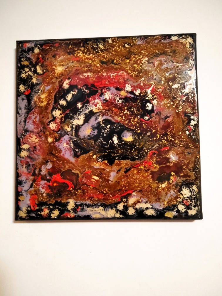 Pictura originala in culori ceramice, "Galaxies", 33/33cm