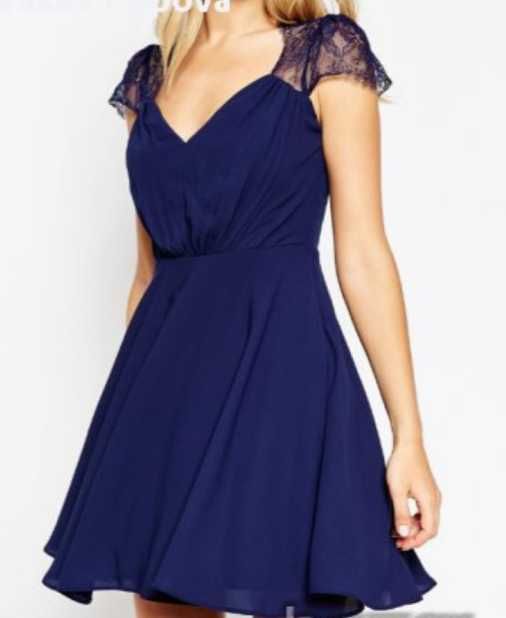 S-M-Нова рокля от шифон Asos, с етикет, UK12, с дантела