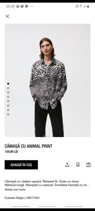 Camasa Zara premium cu animal print,L 42
