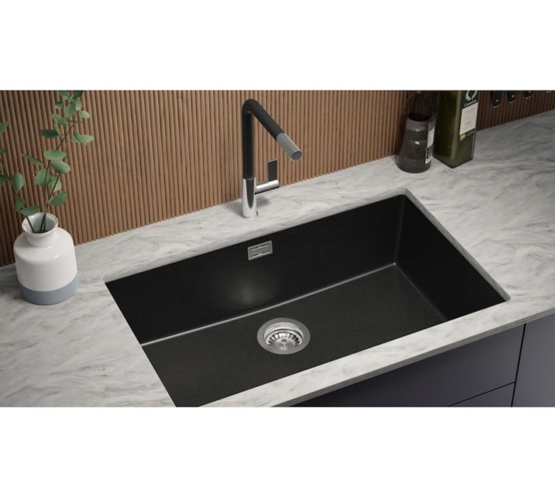 Chiuveta Primagran London 80 negru, montare sub blat (755x450)