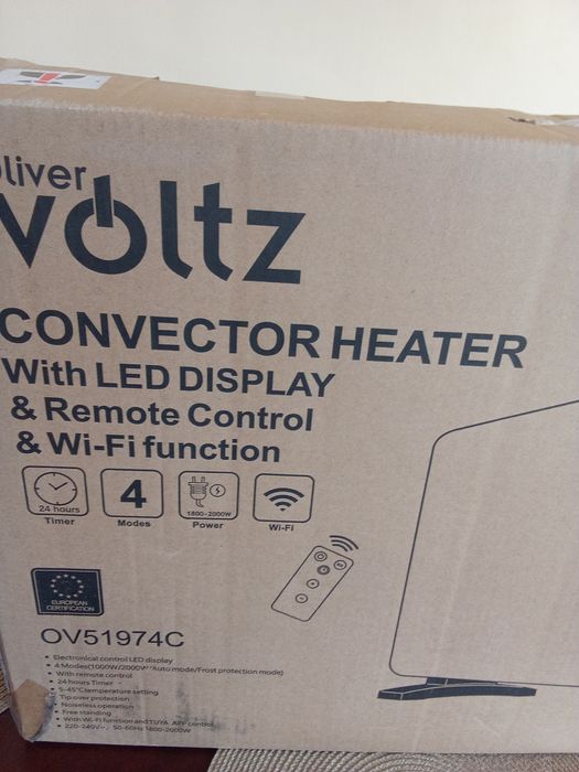 Конвекторна отоплителна печка  Voltz ,Wi -Fi регулиране с дистанционно