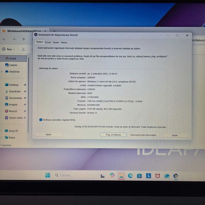 Laptop LENOVO IdeaPad Slim 3 Intel i5-12450h 8GB 512GB Cutie Nou 33943